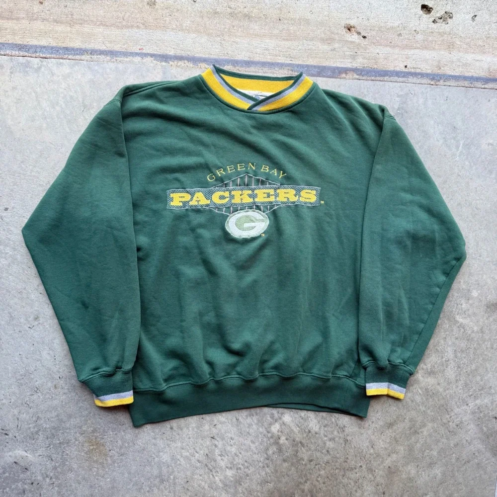 Vintage Starter Green Bay Packers Sweatshirt Mens Large NFL Embroidered Green